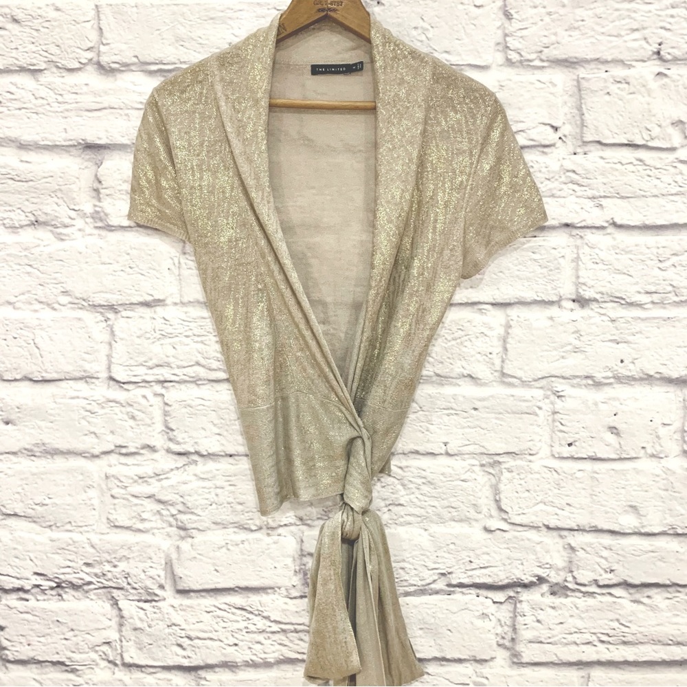 Gold Linen Wrap Top